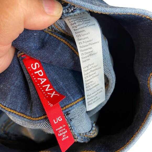 Spanx large jeggings Distressed Ankle Skinny Jeans, Medium Wash legging - Picture 6 of 6